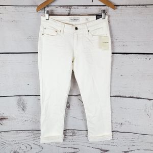Luck Brand Cropped Skinny Jeans Cuffed White Capri 26 y2k Style